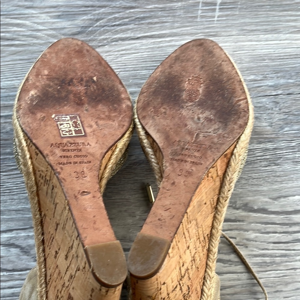 Aquazzura Gold Glitter Women's Shoes - Picture 7 of 11
